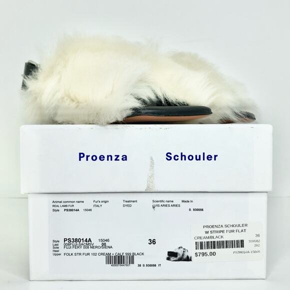 NIB Proenza Schouler Square Shearling Cream Lamb Fur Sandals Women’ 36 Shoes - Picture 9 of 11